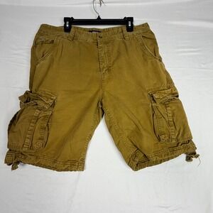 OCHENTA Mens Cargo Shorts Khaki Brown Multi Pocket Utility Cotton Twill Size 32